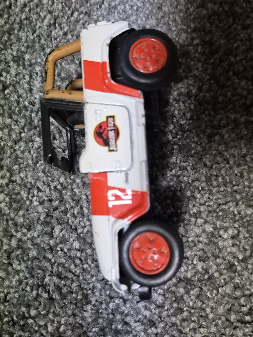 Jurassic Park Red & White Jeep Wrangler Toy Truck - Kids Toy
